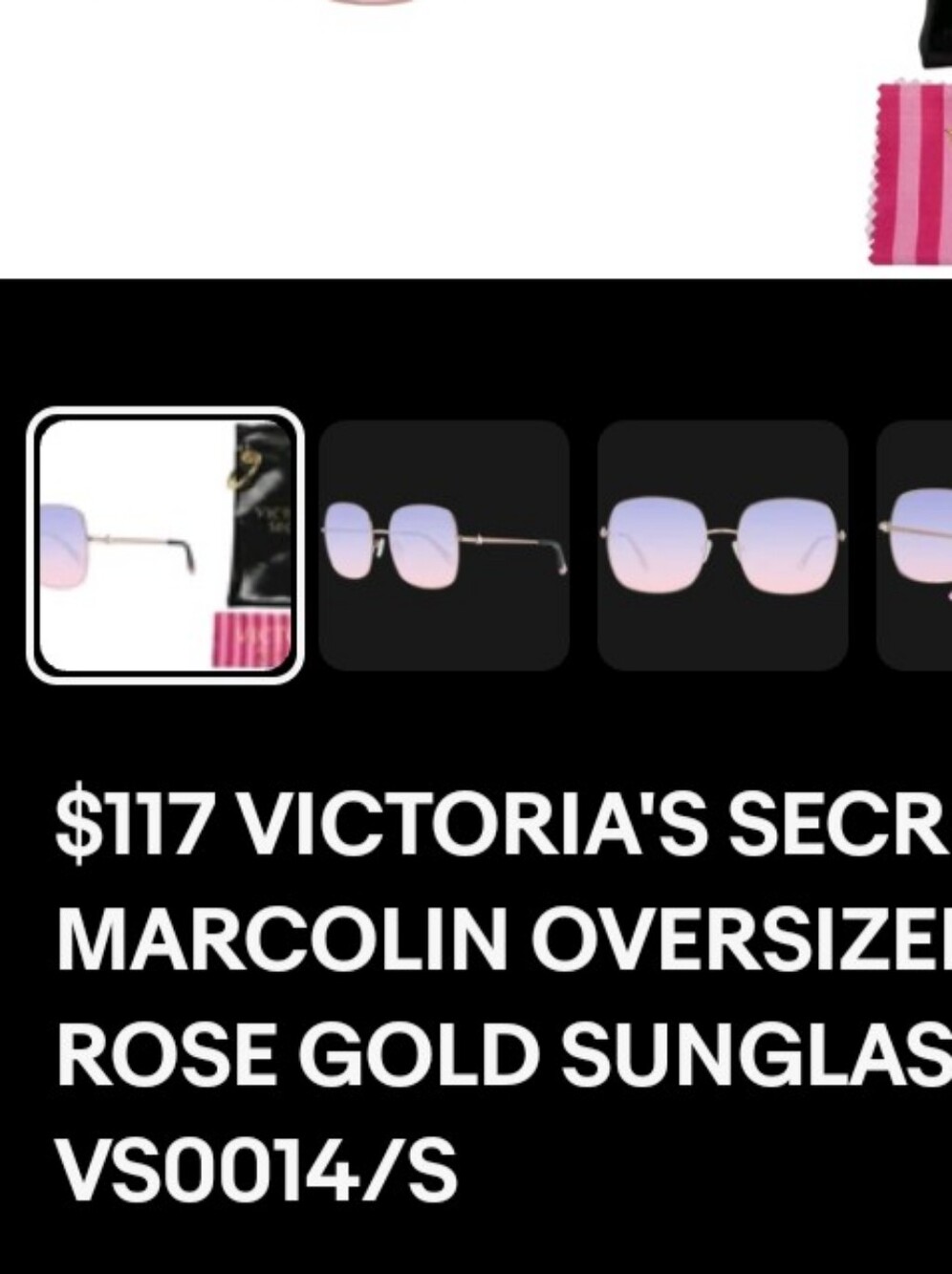 Victoria's Secret Rose Gold Frame Sunglasses with Pink-Purple Gradient Lenses